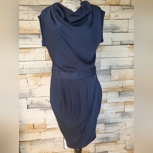BCBG MaxAzria Knee High Elegant Navy Blue Sleeveless Dress With Pockets Size M